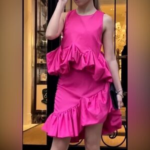 Fuchsia Pink Ruffle Two-Piece Skirt Set XS Like New